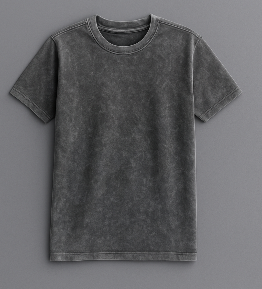 Acidwash Greyish Black Plain Tshirt